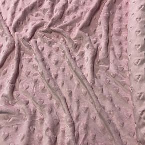 Tissu minky coeurs, 330 gr/m2, largeur 160 cm, rose clair