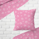 Tissu coton au métre couleur rose coeurs blanche