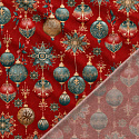 Tissus en coton de Noël au mètre, 160 cm motif Boules de Noël rouge