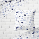 Tissu coton au métre couleur blanche coeurs bleu 486