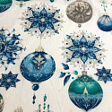 Tissus en coton de Noël au mètre, 160 cm motif Boules de Noël blanc