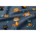 Tissu coton au métre imprimé Petits animaux, couleur Bleu marine
