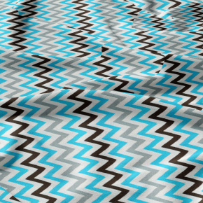 Tissu coton au métre couleur blanche zigzag multi bleu Tissu coton au métre couleur blanche zigzag multi bleu