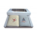 Serviette de toilette à broder en coton, éponge (2 pièces) Grise et Ecru