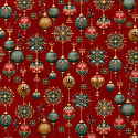 Tissus en coton de Noël au mètre, 160 cm motif Boules de Noël rouge