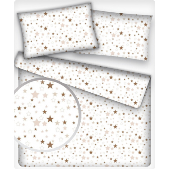 Tissu coton au mètre, 125 g/m², largeur 160 cm, imprimé Etoiles marron