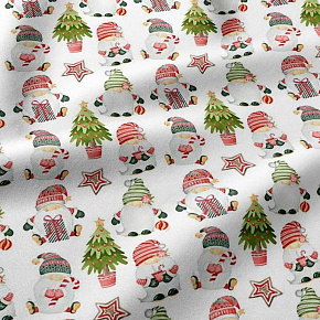 Tissus en coton de Noël au mètre, 160 cm motif Noël blanche