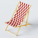 Látka do exteriéru na zahradné lehátka a húpacie siete, farba Bielo Červená Šachovnica 5x10 cm