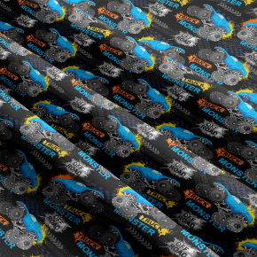 Tissu coton au métre imprimé Monster couleur noir