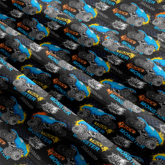 Tissu coton au métre imprimé Monster couleur noir