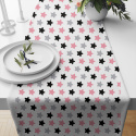 Tissu coton au mètre, 125 g/m², largeur 160 cm, imprimé Pentagones rose et blanche