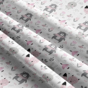 Tissu coton au métre imprimé Animaux drôles couleur rose