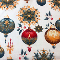 issus en coton de Noël au mètre, 160 cm motif Boules de Noël blanc