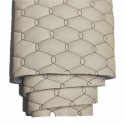 Cuir écologique GEO couleur beige cousu avec des fils marron, métrage, 145 cm