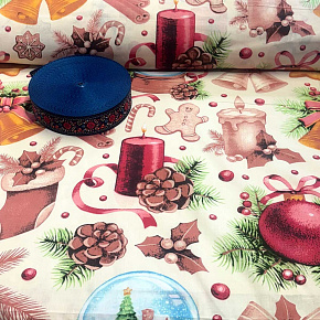 Tissus en coton de Noël au mètre, 160 cm motif Noël blanche Tissus en coton de Noël au mètre, 160 cm motif Noël blanche