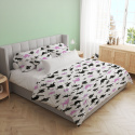 Tissu coton au métre imprimé Dinosaures noir et violet