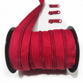 Fermeture à glissière en spirale rouge 5 mm au métre Fermeture à glissière en spirale rouge 5 mm au métre