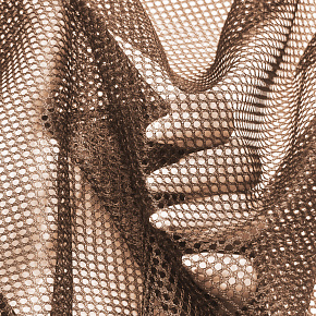 Tissu filet mesh marron au mètre, maille fine 2 × 2 mm, 60 g/m², largeur 150 cm