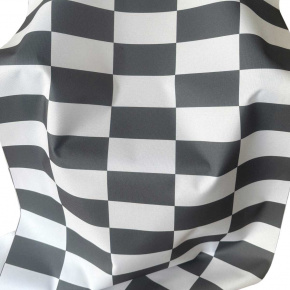 Tissu d'extérieur, déperlant pour transats et hamacs de jardin, Blanc-Graphite Damier 5x10 cm