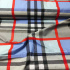 Tissu coton au métre couleur bleu grand carreaux gris 