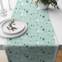Tissu coton au mètre, 125 g/m², largeur 160 cm, imprimé Etoiles verte et menthol 