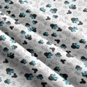 Tissu coton au métre imprimé Mky et cocardes bleu