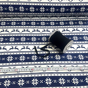 Tissus en coton de Noël au mètre, 160 cm motif Noël Bleu Marine