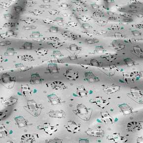 Tissu coton au métre imprimé Leopold couleur gris