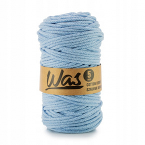 Cordons tressé coton 5 mm, 100 m, couůeur bleu clair 270