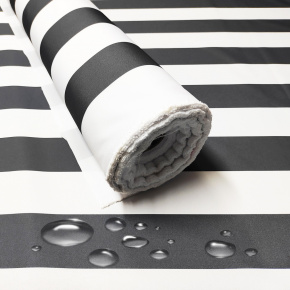 Tissu imperméable PREMIUM à rayures grises et blanches, polyester PU, 190 g/m², largeur 160 cm