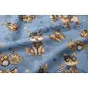 Tissu coton au métre imprimé Petits animaux, couleur Bleu