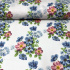Tissu en coton au mètre, 125 g/m², largeur 160 cm, imprimé à fleurs sur fond blanc