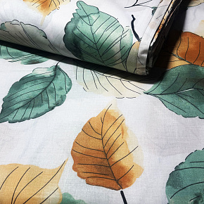 Tissu en coton au mètre, 125 g/m², largeur 160 cm, imprimé à fleurs sur fond blanc