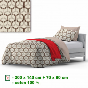 Linge de lit en coton avec fermeture, couleur Beige, 140x200 cm