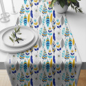 Tissu coton au métre couleur blanche plumes bleu 480