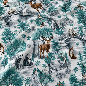 Tissus en coton de Noël au mètre, 160 cm motif Nature Vert