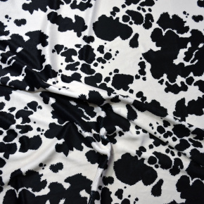 Tissu Minky, micro peluche, 380 gr/m2, largeur 155 cm,, motif Vache, coleur Noire