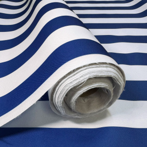 Tissu d'extérieur, déperlant pour transats et hamacs de jardin, blanc-bleu, 5 cm