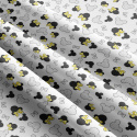 Tissu coton au métre imprimé Miky et cocardes jaune