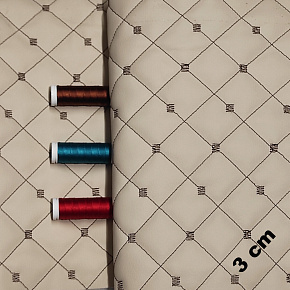 Ekokůže MIX 3x3 cm barva béžová prošívaná hnědými nitěmi, metráž, 1,45 m x 0,8 m