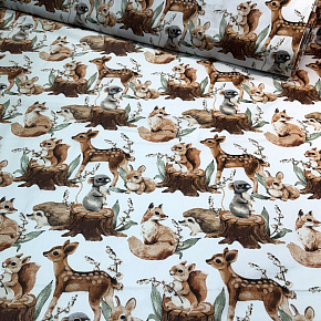 Tissu coton au métre imprimé Animaux couleur blanche