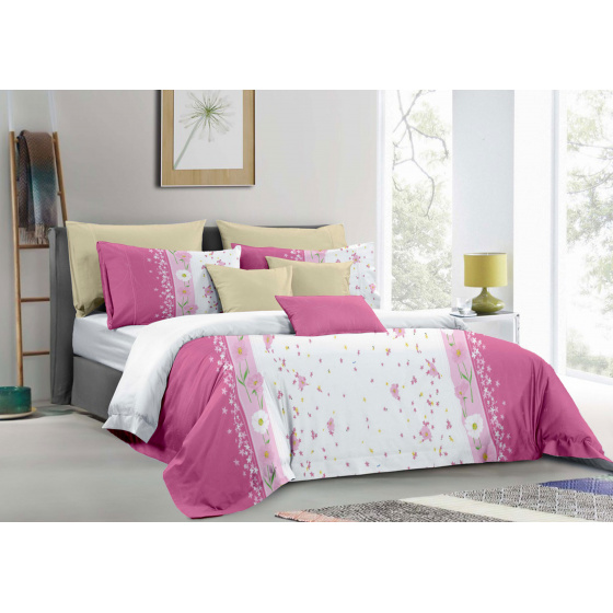 Linge de lit en flanelle avec fermeture, couleur Rose, 140x200 cm