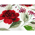 Tissu en coton au mètre, 125 g/m², largeur 160 cm, imprimé à fleurs rouges