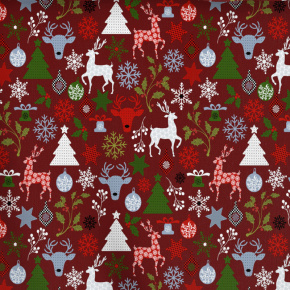 Tissus en coton de Noël au mètre, 160 cm motif MIX bordo