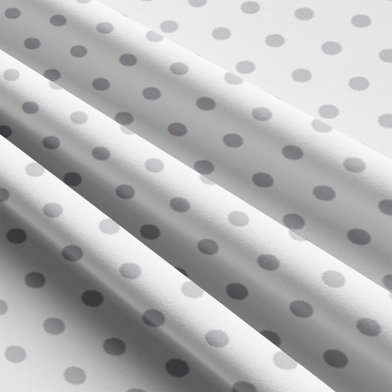 Tissu coton au métre couleur blanche pois gris 22 mm