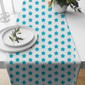 Tissu coton au mètre, 125 g/m², largeur 160 cm, imprimé Pentagones turquoise et blanche