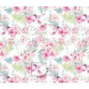 Tissu en coton au mètre, 125 g/m², largeur 160 cm, imprimé à fleurs sur fond blanc