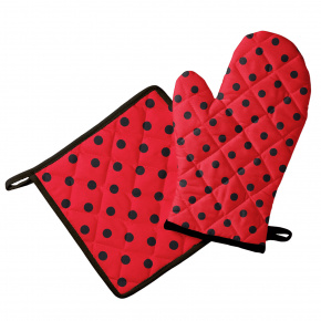 Gant et tapis de cuisine, Pois Rouge
