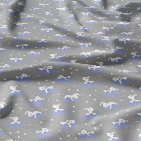 Tissu coton au métre imprimé Lapins couleur gris 1 Tissu coton au métre imprimé Lapins couleur gris 1