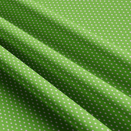 Tissu coton au métre couleur vert fonce pois blanche 3 mm